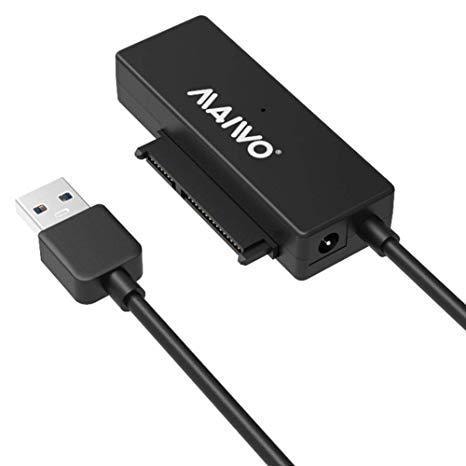 Maiwo K10435 5Gbps USB3.1 til 2,5 ""og 3,5"" HDD / SSD 12.5mm SATA III  adapter med 10cm USB Et kabel, skab i transparent plast, med strøm adapter  | Elgiganten