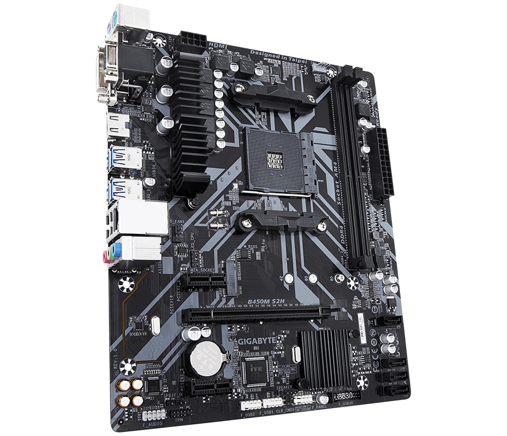 Gigabyte B450M S2H (rev. 1.0) motherboard Socket AM4 Micro ATX AMD B450 |  Elgiganten