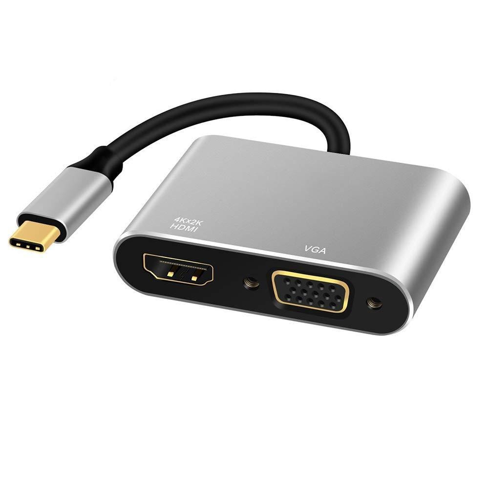NÖRDIC C USB til HDMI 4K på 30Hz, og VGA 1080P Understøttelse af to skærme  samtidig Mirror og Udvidet tilstand 10cm kabel Aluminium Space Grey |  Elgiganten