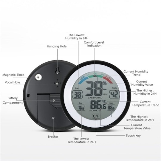 Digitalt Thermometer med Luftfugtighed / Hygrometer | Elgiganten
