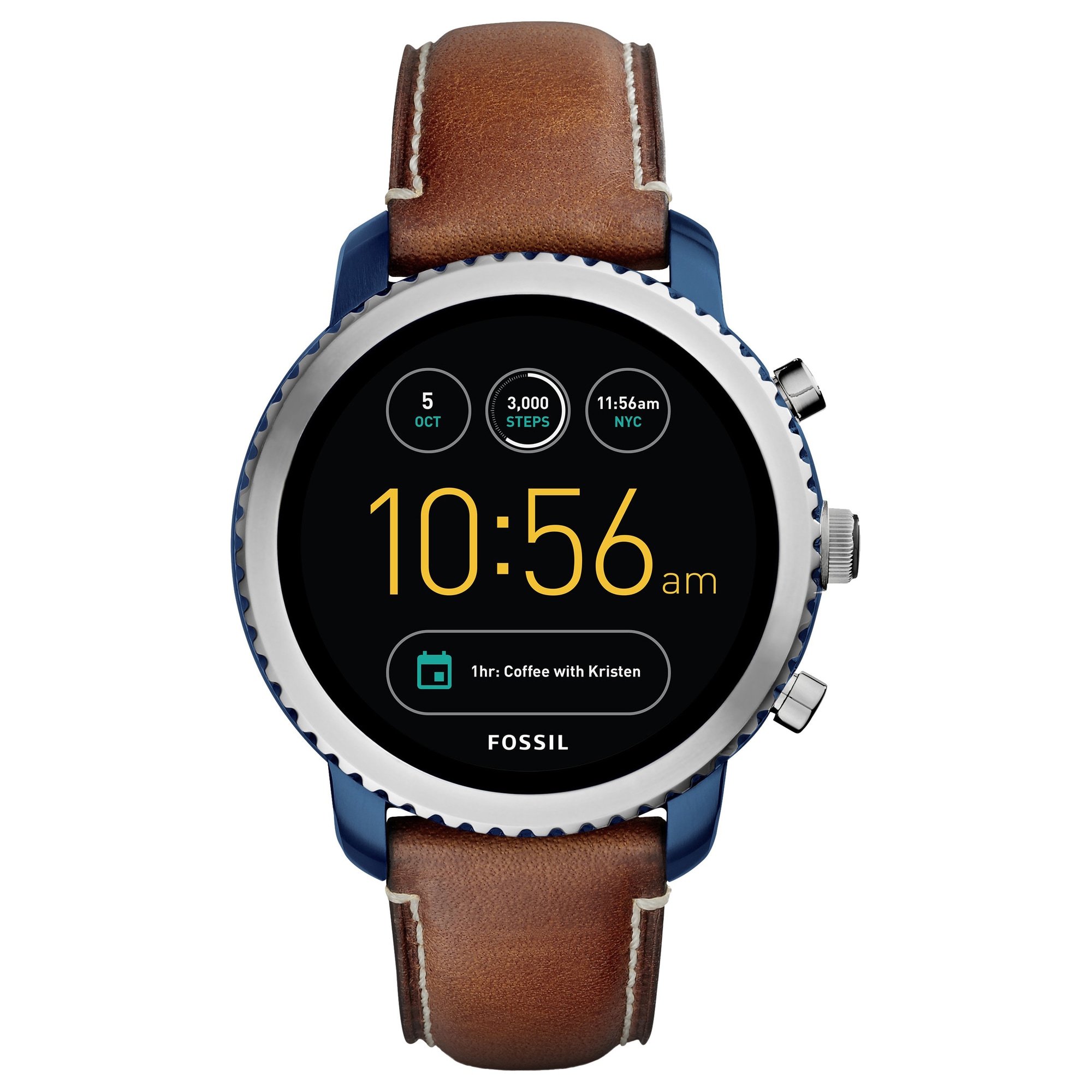 Fossil Q Explorist gen. 3 smartwatch (stål/brun/blå læder) | Elgiganten
