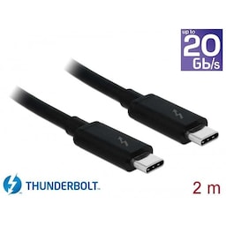 DeLock 84847 Thunderbolt3 kabel 2m 20Gbps 60W Strømforsyning USB C til USB C 4K UHD video sort