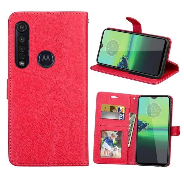 Mobil tegnebog 3-kort Motorola Moto G8 Play (XT2015-2)  - rød