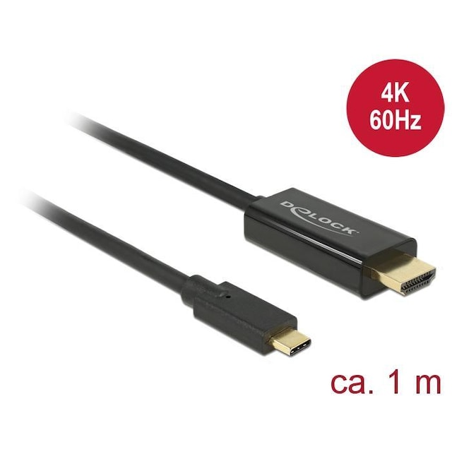 Delock 85.290 USBC til HDMI 1m 4K 60Hz støtte HDCP1.4 og 2.2