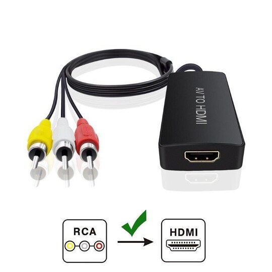 NÖRDIC Composite AV til HDMI adapter 3xRCA AV og CVBS konverter 1080p ved  60Hz 1m | Elgiganten