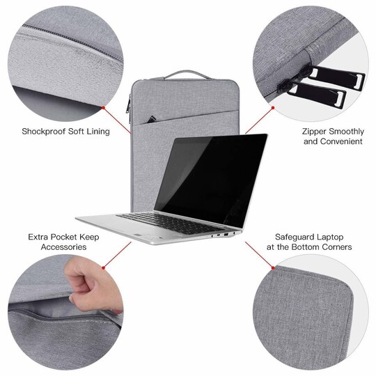 Laptoptaske 14,1 tommer/15,4 tommer kanvas grå | Elgiganten