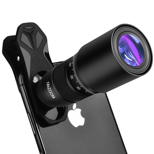 Fotolinser med 18x zoom med stativ til mobil - sort | Elgiganten