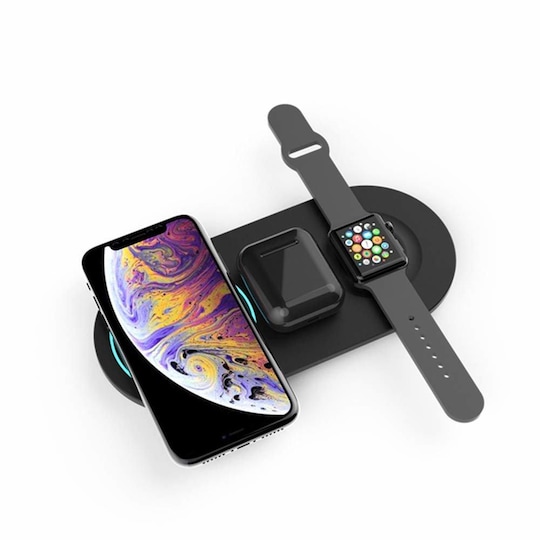Trådløs hurtigoplader til mobil, Apple Watch og Airpods sort | Elgiganten