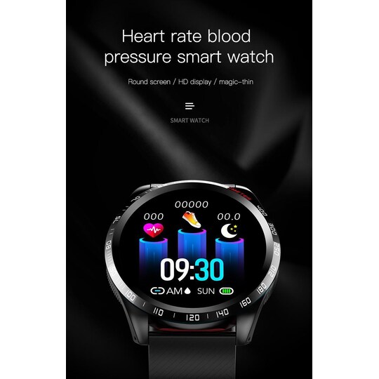 Vandtæt smartwatch med blodtryks- og pulsmåler - Sort | Elgiganten