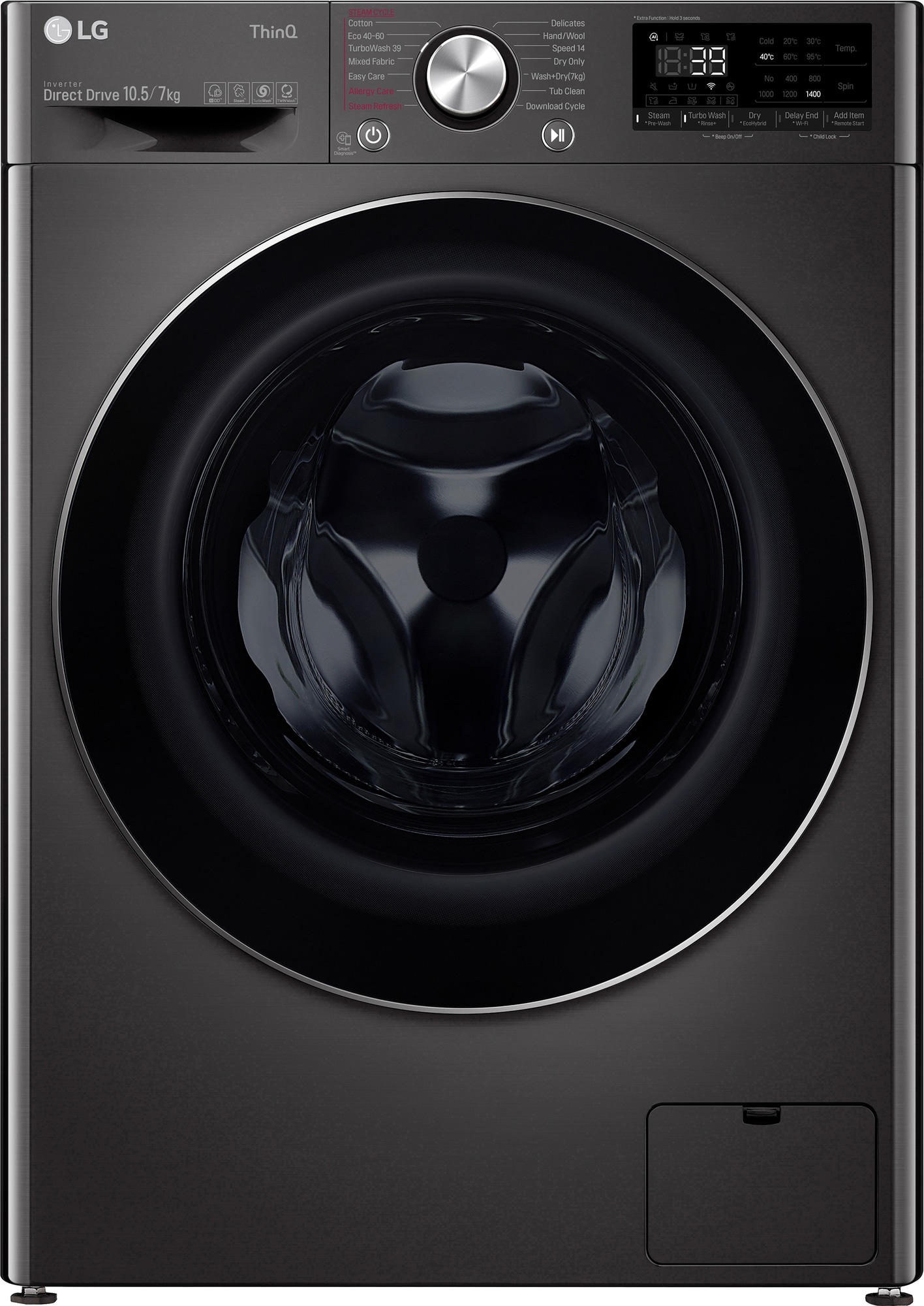 LG vaskemaskine/tørretumbler CV90J7S2BE (sort) | LG Tørretumblere