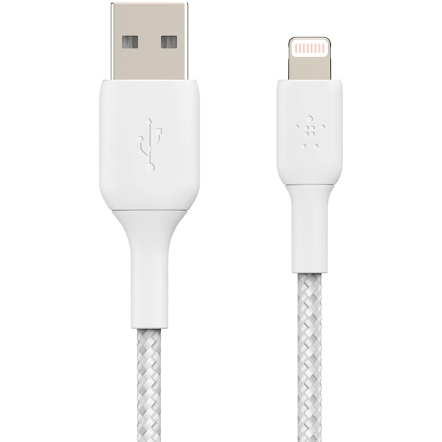 Belkin BOOST CHARGE Lightning til USB-A flettet kabel 2m (hvid)