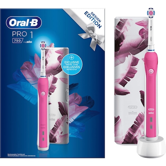 Oral-B Pro 1 750 elektrisk tandbørste gavesæt 312499 (pink) | Elgiganten