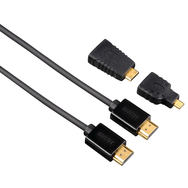 Hama HDMI-HDMI kabel (1,5 meter) + 2 x HDMI-adaptere