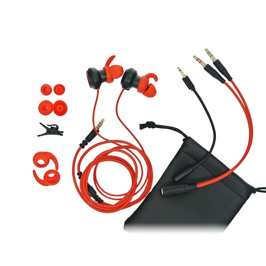 Høretelefoner i øret med aftagelig mikrofon - Sort / rød | Elgiganten