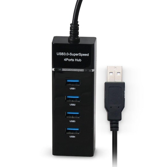 USB 3.0-hub med - sort |