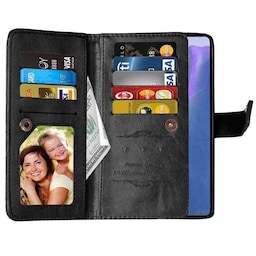 Dobbeltflip Flexi 9-kort Samsung Galaxy Note 20 Ultra  - sort