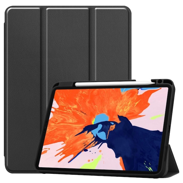 Til iPad 12.9"" 2020/2018 Tri-fold Stand Smart Tablet Taske Cover - Sort