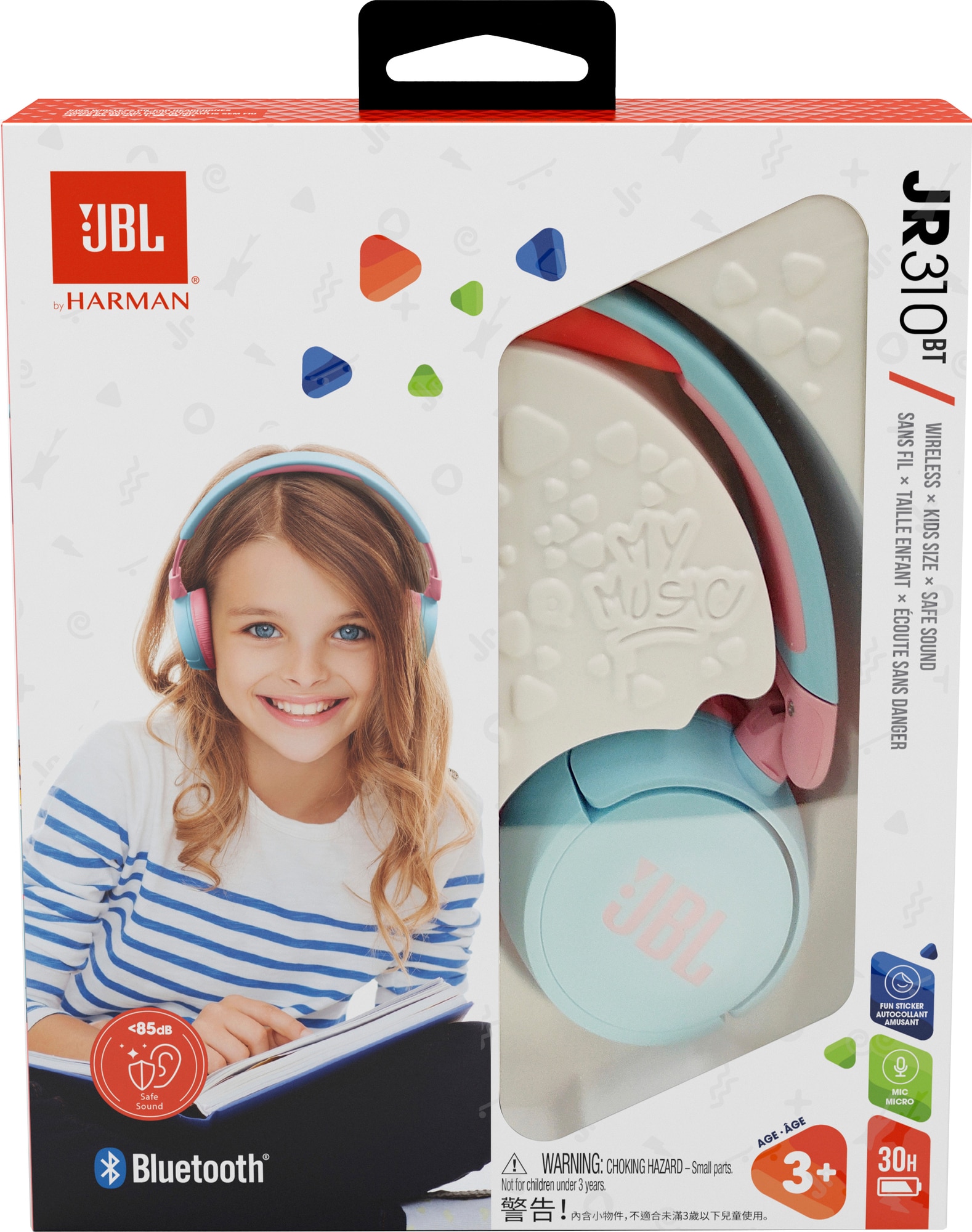 JBL Jr. 310BT on-ear trådløse høretelefoner (blå/pink) | Elgiganten
