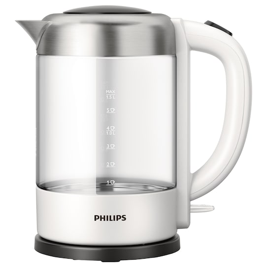 Philips elkedel i glas HD9340 - 1.5 liter - hvid | Elgiganten