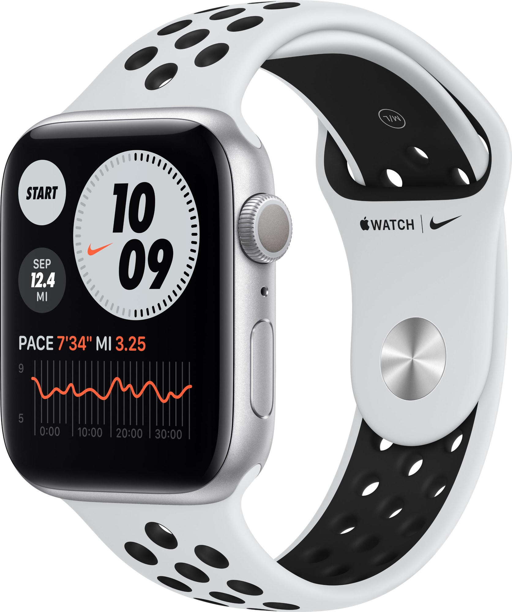 Apple Watch Nike Series 6 44mm GPS (silver alu/plat sportsrem) - Smartwatch  - Elgiganten