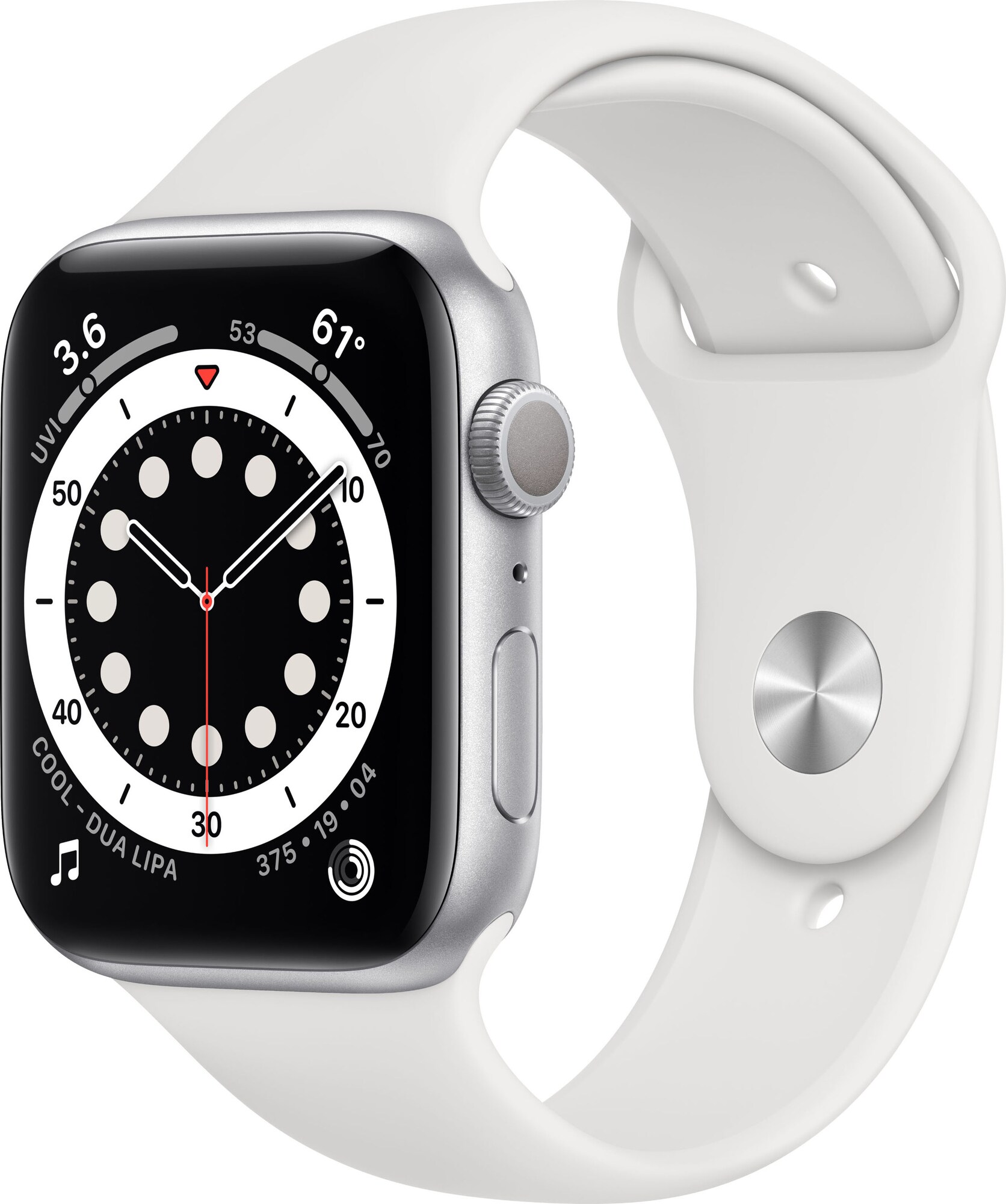 Apple Watch Series 6 44mm GPS (silver alu/white sportsrem) - Smartwatch -  Elgiganten