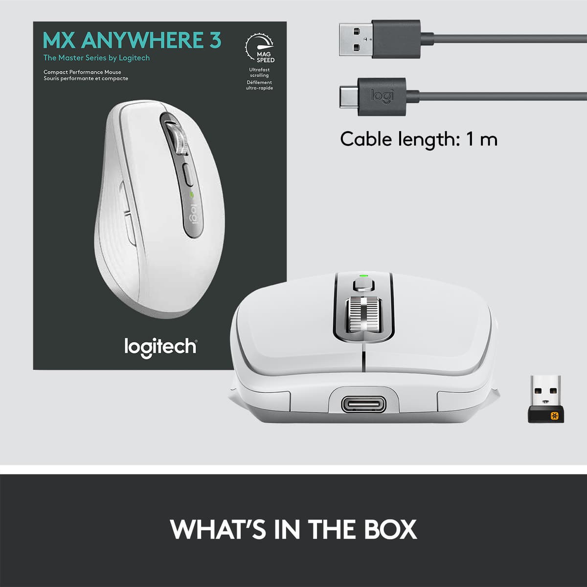 Logitech MX Anywhere 3 trådløs mus (light grey)