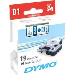 DYMO D1, markeringstape, 19mm, blå text på hvid tape, 7m - 45804