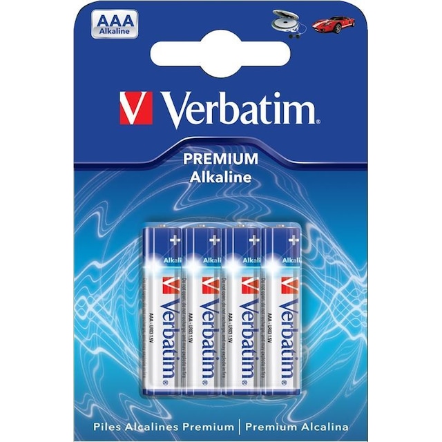 Verbatim Premium Alkaline, LR03 / AAA batterier, alkaliske, 1,5V, 4-pa