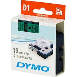 DYMO D1, markeringstape, 19mm, sort tekst på grøn tape, 7m - 45809
