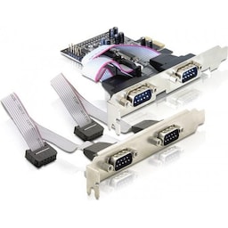 DeLOCK PCI-Express x1 kort med 4xSerieporte, RS-232, DB9 han, 2 porte