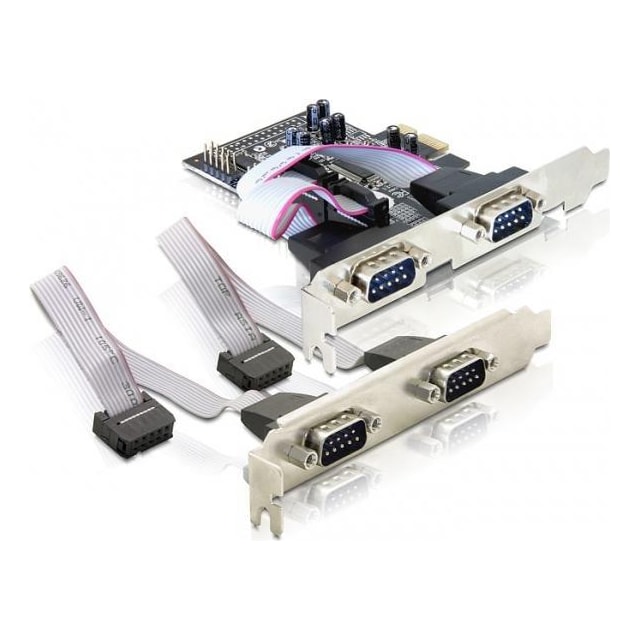 DeLOCK PCI-Express x1 kort med 4xSerieporte, RS-232, DB9 han, 2 porte