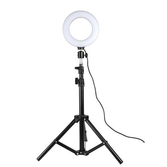 Roterbar selfie på stativ med LED-lys, 25 cm - sort | Elgiganten