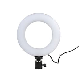 INF Roterbar selfie på stativ med LED-lys, 15 cm - sort