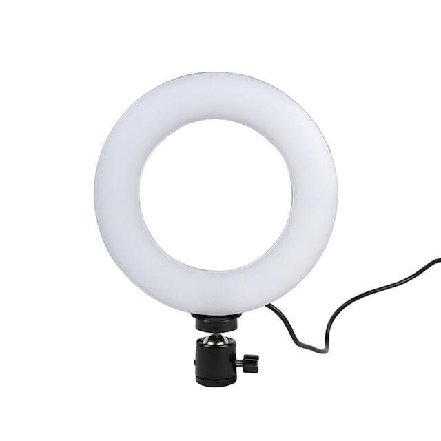 INF Roterbar selfie på stativ med LED-lys, 15 cm - sort