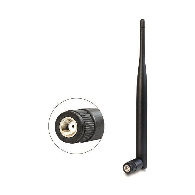 DeLOCK WLAN antenne RP-SMA han, 5dBi, 2,4GHz, rundstrål., 50 Ohm, sor