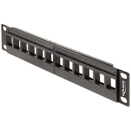 DeLOCK 10"" Keystone Patch Panel, til 12xKeystone , 1U , metal, sort