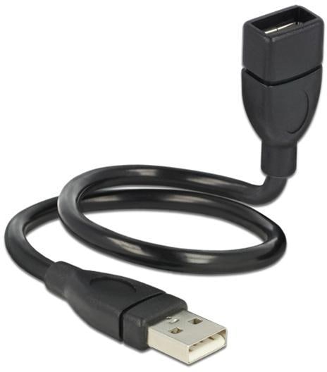 DeLOCK 83498, Formbart USB-kabel, USB Type A han - hun, 0,35m, sort |  Elgiganten