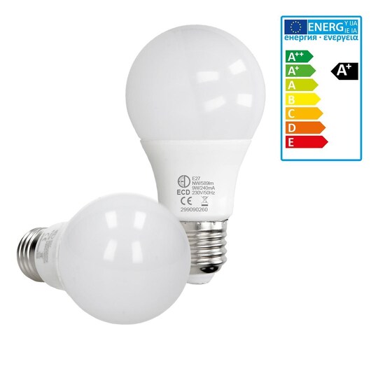 E27 LED pære lampe pære lamper 9W kold hvid 5 stk | Elgiganten