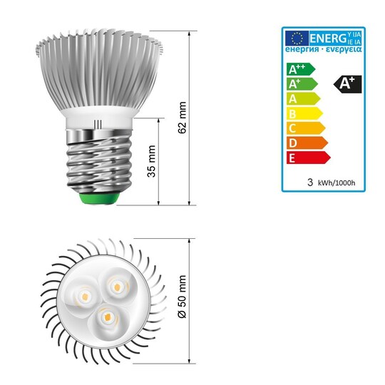 LED E27 SMD LED-lampe spot pære lampe spotlight spotlight kold hvid 3W |  Elgiganten