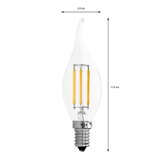 ECD Germany 4 x LED spids glødetråd stearinlys E14 6W 606 lumen 120 ° |  Elgiganten