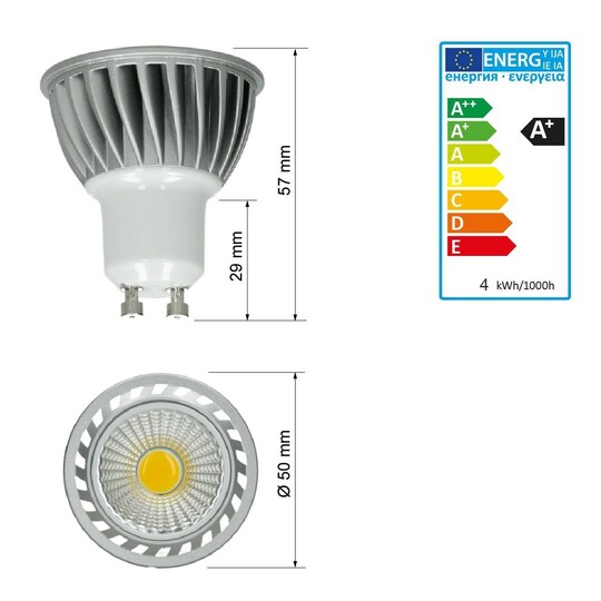 ECD Germany LED COB GU10 spot lys lampe pære spotlight pære 4W Kold Hvid |  Elgiganten