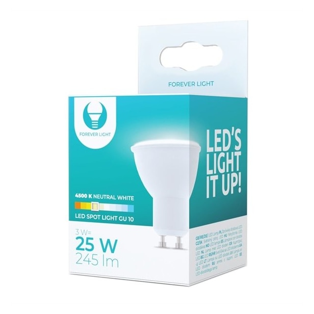 LED-pære GU10 3W 230V 4500K 245 lm