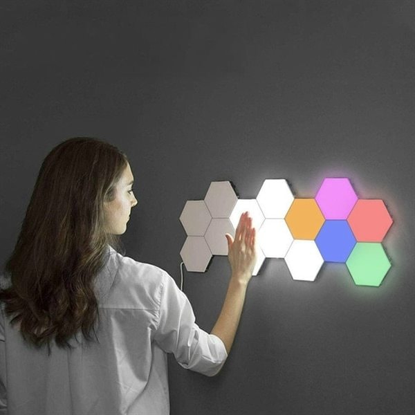 Honeycomb touch-følsom lampe - 6-pak i forskellige farver | Elgiganten