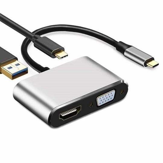 Multiport Adapter - 4i1 VGA/HDMI/USB 3.0/ USB-C Nintendo Switch/Samsung/ | Elgiganten