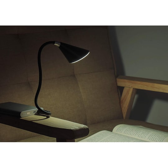 LED-lampe med USB og trådløs højttaler sort | Elgiganten