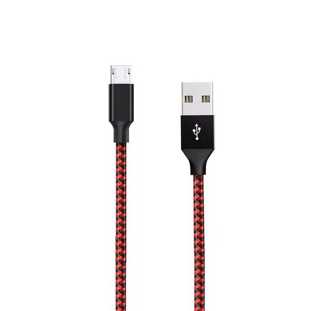 Micro USB nylon-flätad laddningskabel 0.9 m - Röd/svart | Elgiganten