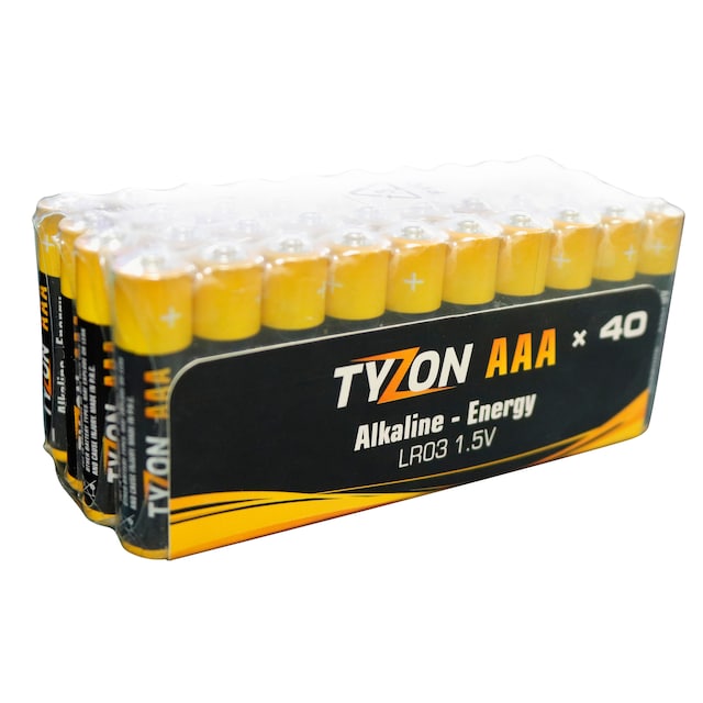 Tyzon V AAA-alkaline-batterier, 40 stk.