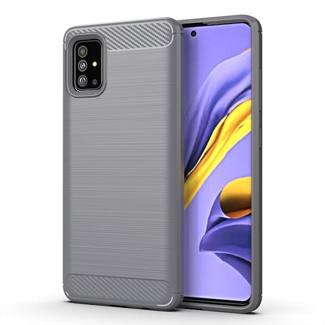 SKALO Samsung A51 Armor Carbon Stødsikker TPU-cover - Grå