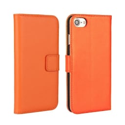 SKALO iPhone SE (2020/2022) Flip Cover m. Pung i Ægte Læder - Orange