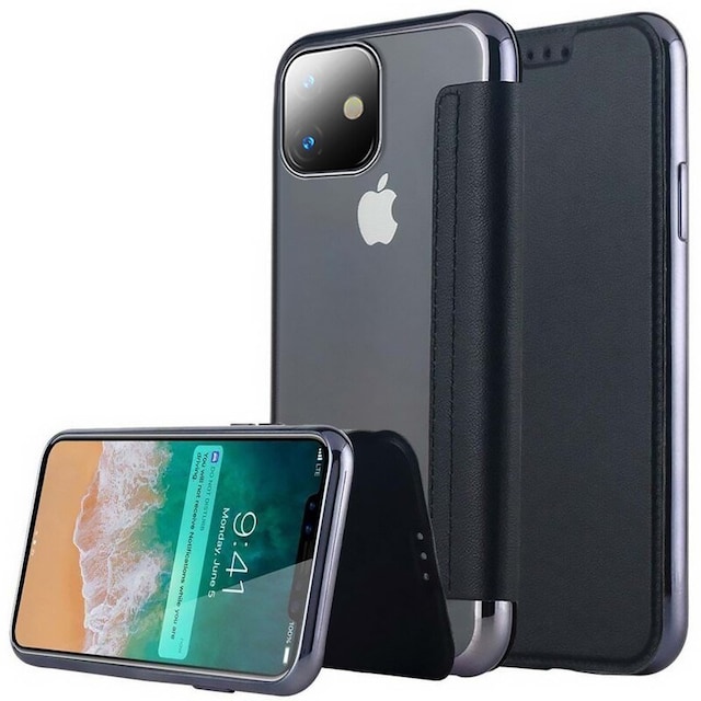 SKALO iPhone 11 Pro Max Flip Cover TPU Ultratyndt - Sort